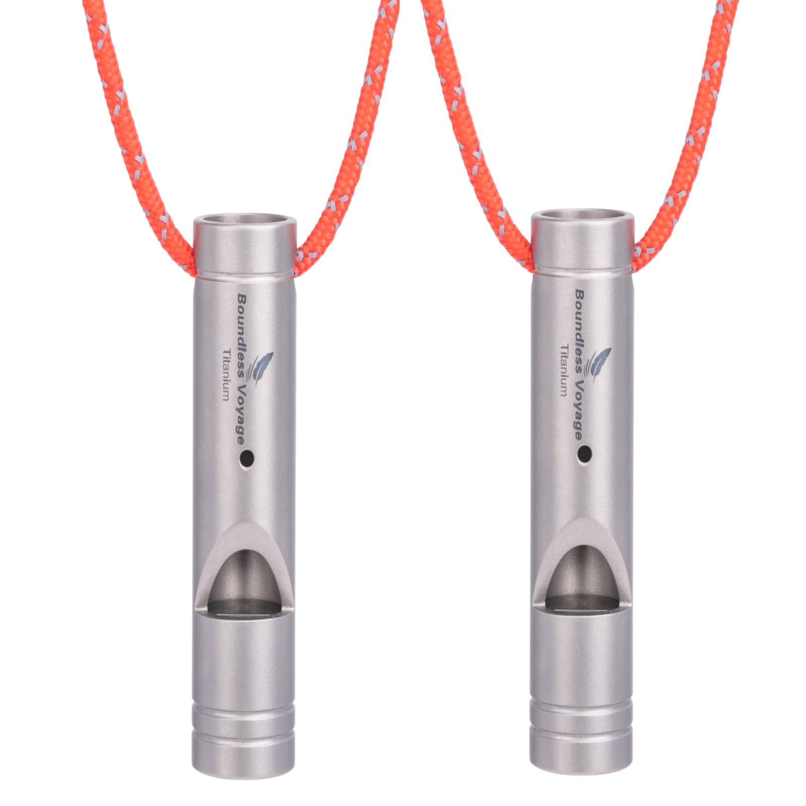 iBasingo 2 Packs Titanium Emergency Whistle 120dB Outdoor Camping Hiking Hunting Climbing Whistles Survival Ultralight Loud Signal Tool with Lanyard, Rust-resistant, Corrosion-resistant Ti9018O