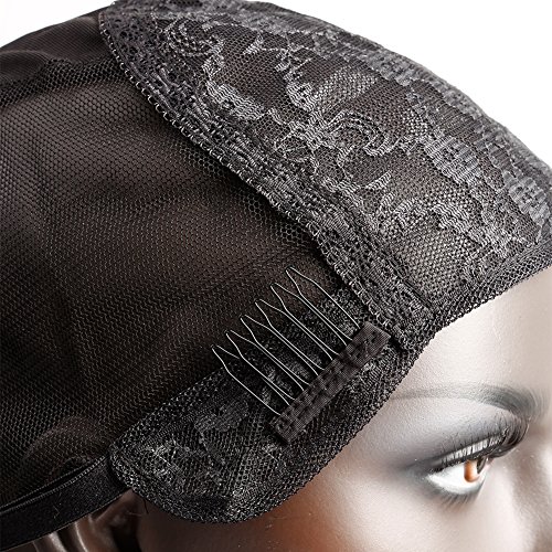 Bella Hair Glueless Wig Caps for Women Making Wig with Combs and Adjustable Straps Swiss Lace Black Medium Size