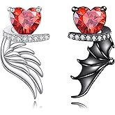 HOPEEZZ Angel Devil Earrings 925 Sterling Silver Black and White Demon Angel Wings Stud Earrings Birthday Valentine's Day Jewelry Gifts for Women