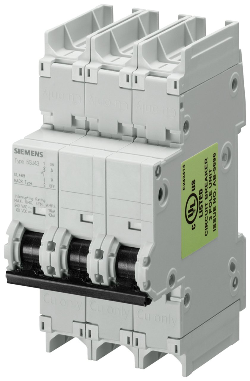 Siemens 5SJ43258HG41 Miniature Circuit Breaker, UL 489 Rated, 3 Pole