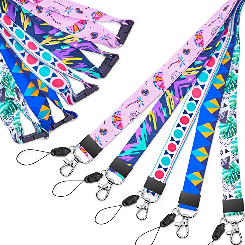Lanyard with id Holder Badges Horizontal Hall Pass Lanyards with Badge Holders for Kids Women Keys Cruise Ship Card Breakaway Safety Lanyard for Keys Men Key Card 5 Pack Wide 2cm 34" Polyester Straps - Thumbnail 5