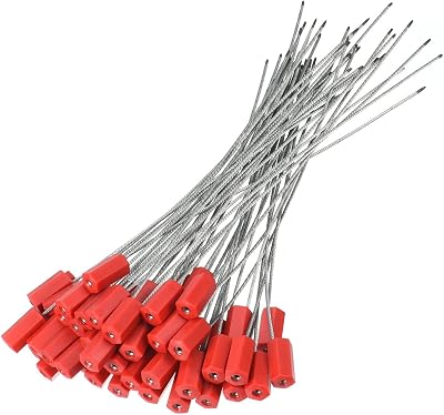 Lahviuu 50x Red Anti-Tamper Steel Wire Cable Security Seals 30cm Shipping Truck