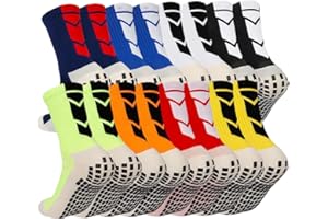 Ukontagood 8 Pairs Kids Grip Soccer Socks Non-Slip Grip Pads for Football Sports Socks with Grips for 6-12 Years Old