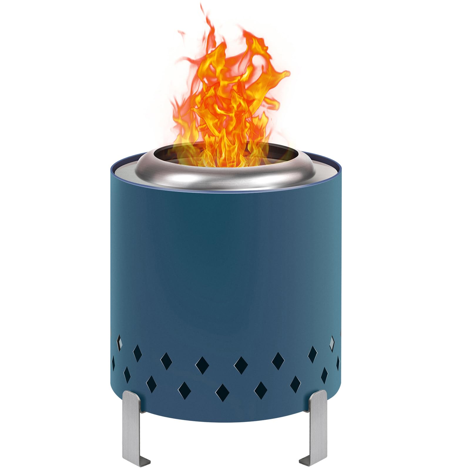 Photo 1 of Tabletop Fire Pit with Stand, Portable Smokeless Table Fire Pit for Camping Barbecue, Stainless Steel Small Fire Pits for Patio Outdoor, Fueled by Pellets or Wood,7.28 x 5.5 in