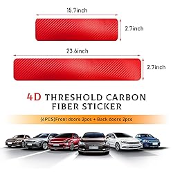 Yourkar 4 PCS Car Door Sill Protector, 4D Carbon