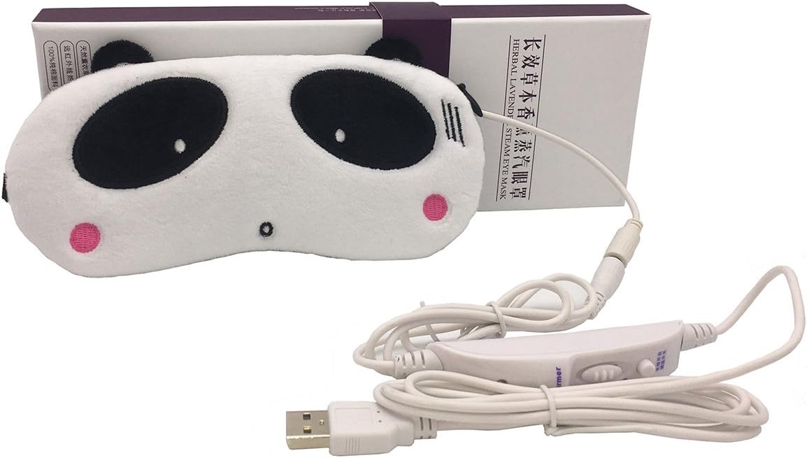 Boliprince USB Heated Herbal Lavender Steam Eye Mask Temperature Adjustable Timed Eyeshade for Relieving Fatigue and Sleeping (Style 2)