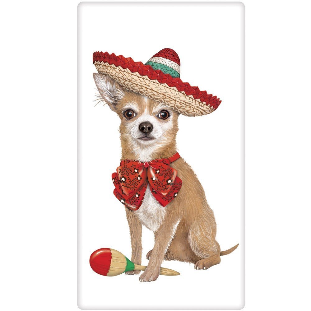 Mary Lake-Thompson Chihuahua Sombrero Cotton Flour Sack Kitchen Towel