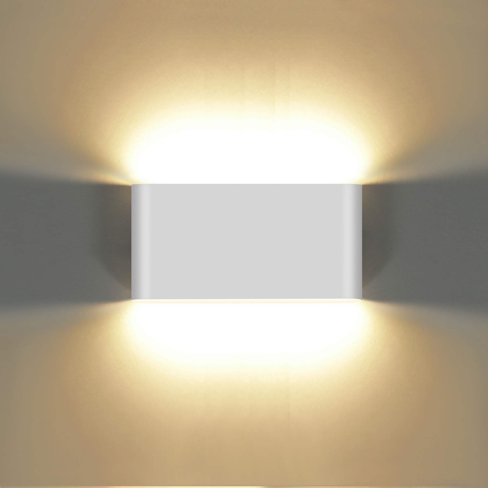KAWELL 12W Modern Wall Lamp LED Wall Light Up Down Aluminum Wall Wash Lights Waterproof IP65 Outdoor Indoor for Bedroom Living Room Bathroom Stairs Porch Corridor Hallway, White 3000K