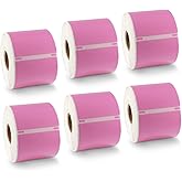 BETCKEY Colored Labels Compatible with Dymo 30857 (2-1/4" x 4") Visitor Name Tag Badge Labels, Compatible for Dymo LabelWriter Thermal 450, 4XL & Zebra Desktop Printers [6 Rolls, Pink]