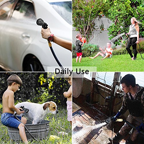 Expandable Garden Hose Set 50Ft/100Ft Magic Garden Water Hose Stretchable Hosepipe with 8-pattern Spray Nozzle & Copepr Brass Connectors & Wall Holder by Naisidier
