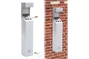 Wall Mounted Smoking Rod Outdoor Trash Can Container, Lockable Ashtray Ash Disposal Station is Perfect for Use Outside Office