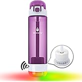 HandySpring - World's 1st Smart Water Bottle with Filter and Reminder to Drink Water, Water Bottle with Filter, Filtered Water Bottle with Straw, Lights & Sound Reminder to Keep Hydrated, 26oz (Pink)