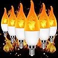 YEAHBEER LED Flame Light Bulbs,3 Modes Fire Light Bulb E12 Base, Christmas Decorations Outdoor Indoor Home, Lights Bulbs (Yellow, 6Pack)