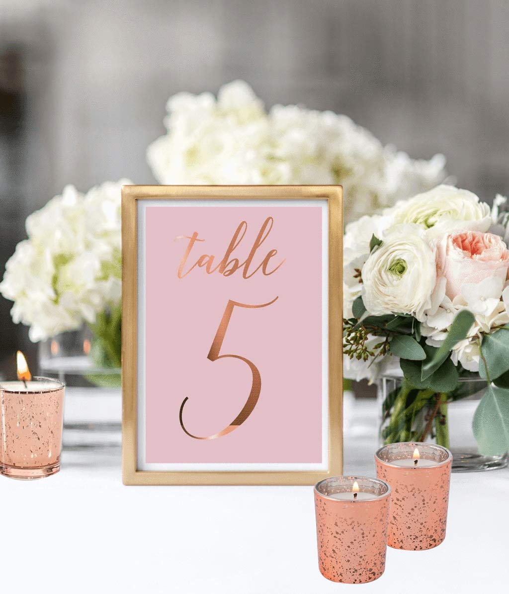 Glass Votive Candle Holders 2.64 Inches H (Set of 12, Speckled Rose Gold) - For Use with Tealights, Parties, Weddings，Spa，Aromatherapy and Home Decor