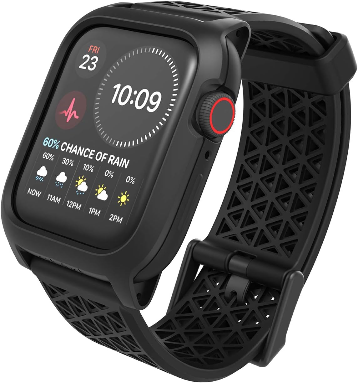 Designed for Apple Watch Series SE, Series 6/5/4 Impact Case Compatible with ECG and EKG Superior Sport Band Rugged Protective Case, Drop Proof Shock Proof Designed for Apple Watch, Stealth Black