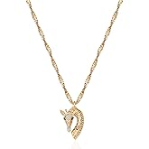 Dremmy Studios Gold Giraffe Head Pendant Necklace - Sparkling 3A+ Cubic Zirconia 14K Gold Plated Dainty Chain Simple Animal Fashion Jewelry Gift for Women Daily Wear & Parties