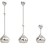 Vintage Decor Elegant Silver Teardrop Candle Holder Set - 3 Piece Set of Conical Candles 13.7"/13.7"/5.9"/Home Decoration Lovers Table Candle Holder, Wedding Table Decor candlesticks