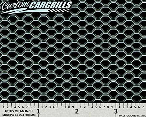 customcargrills 6"x36" Small Hexagon Grill Mesh Sheet - Silver - Shipped Flat, 0.15 x 0.24 inch hole opening, 0.076" thick raw Aluminum, Made in USA