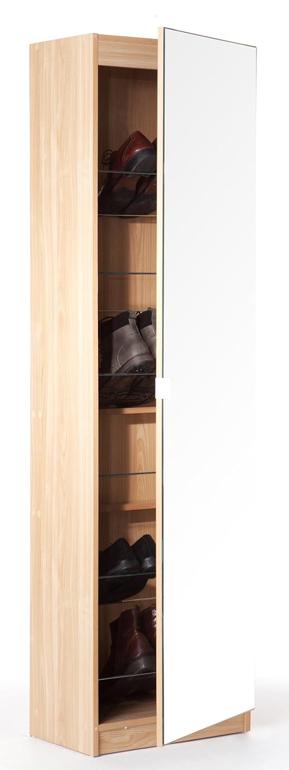 tall shoe cabinet on Tall Shoe Hallway Cabinet Mirrored 5ft Oak Glass Front 150cm Shoe Storage Sointechile Cl