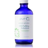 PurO3 Ozonated Oil Pulling Solution | Organic Coconut, Sesame, Sunflower, &amp; Peppermint Essential Oils for Teeth &amp; Gums, Fluoride-Free, Non-Toxic &amp; Non-GMO, 8 oz