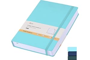 SUIN Hardcover Journals-Notebooks 304 pages, Heavy Duty B5 College Ruled Notebook, 100gsm Thick Lined Paper, Faux Leather cover, for Women Men Work School, 7.6'' X 10'' (Sky Blue)