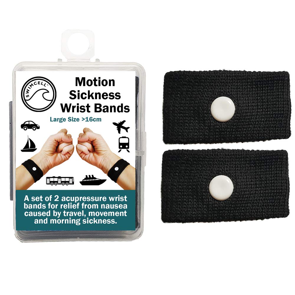 SwimCell Travel Sickness Bands - Acupressure Wristbands for Motion, Travel & Morning Sickness Relief. Anti Sickness Bands for Kids & Adults. Ideal for Pregnancy Nausea. Storage Box Included