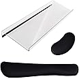 Kalolary 3 Pcs Acrylic Tilted Computer Keyboard Holder with Mouse & Keyboard Wrist Rest Pad, Computer Keyboard Stand Set for Easy Ergonomic Typing for Office Desk, Home, School