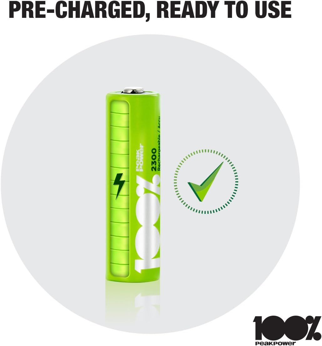 12 x AA Rechargeable batteries 2300 mAh 100 PeakPower NiMH Battery