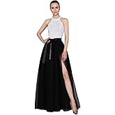 ELAWBTY Split Floor Length Tulle Skirt for Evening Party Wedding Cosplay Prom