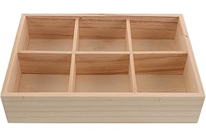 AMUSLESUR Wooden Tea Bag Storage Box Drawer Style with 6 Compartments for Countertop Kitchen Organizer Beige