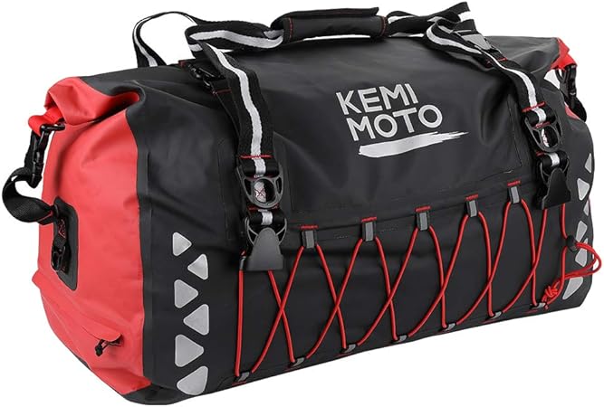 Amazon リアバッグ シートバッグ バイク 完全防水 50l ツーリング キャンプ エアバブル付き 反射テープ付き レッド シートバッグ 車 バイク