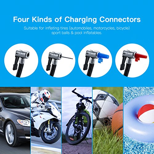 POTEK DC 12V 300PSI Portable tire inflators /Car Electric Air Compressor Pump with Gauge for Car, Truck, Bicycle ,Basketballs and Inflatable Objects