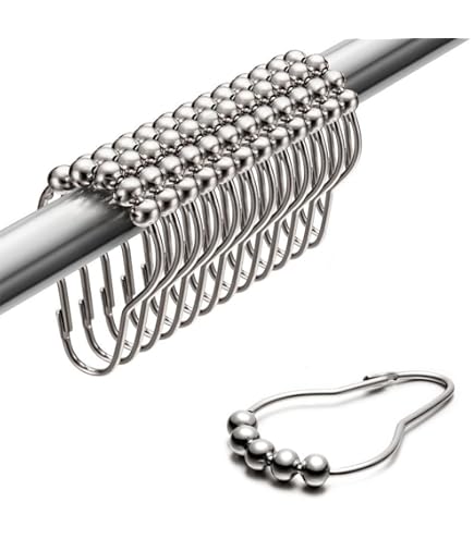 24 Pack Stainless Steel Shower Curtain Hooks - Rustproof Rings With Smooth Glide Action