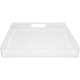 Acrylic Spill-proof rectangle breakfast, lunch, dinner, food, tea, coffee, party serving tray & decorative display with handles – Clear