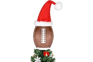 Eyourlife Football Christmas Tree Topper, 12 Inch Stuffed Santa Hat Tree Topper, Sports Tree Top for Football Party Tree Topper Season Outdoor Indoor Ornament Decorations