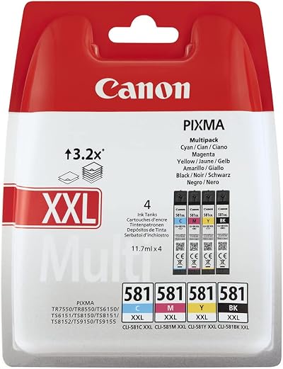 Canon CLI-581XXL Ink Multipack Cyan Magenta Yellow Black 11.7ml 4-pack