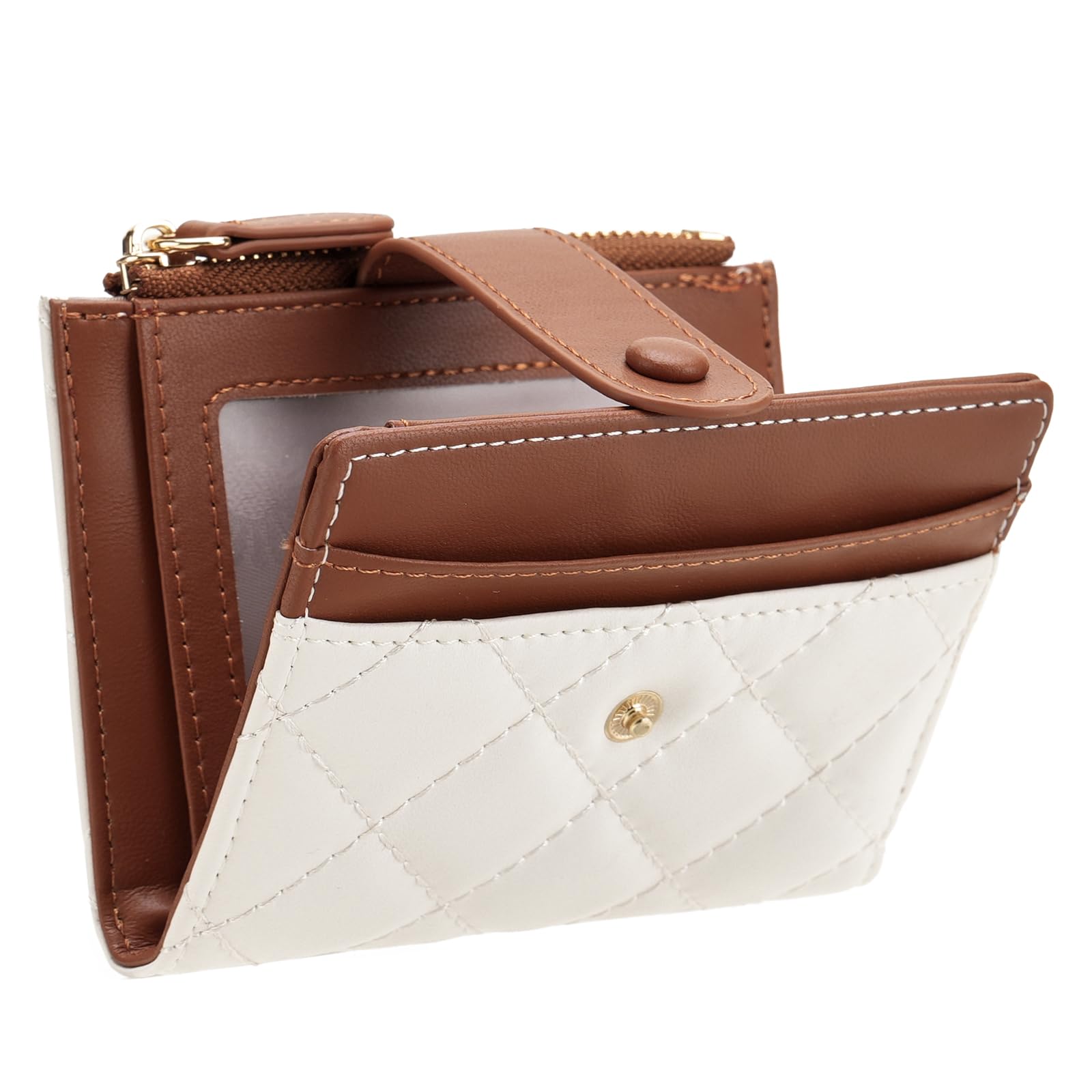 Photo 1 of **MINOR DAMAGE TO FRONT BUTTON (BENT)*** GAEKEAO Small Wallet for Women Bifold Leather RFID Blocking Credit Card Holder Wallets Zipper Pocket Coin Purse with ID Window