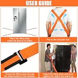 URAQT 2-Person Lifting Straps 2 Pcs Anti-Slip Orange 4.5cm 800 lbs Load view 4