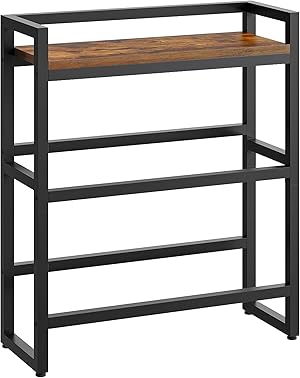 HOOBRO Getränkekistenregal 3-stöckiges für 4 Kisten, Getränkeregal, Kistenregal, Tragkraft 50 kg/Etage, Metallgestell, für Küche, Garage, Laden, Vintagebraun und Schwarz EBF103CJ01