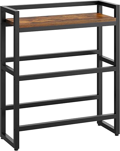 HOOBRO Getränkekistenregal 3-stöckiges für 4 Kisten, Getränkeregal, Kistenregal, Tragkraft 50 kg/Etage, Metallgestell, für Küche, Garage, Laden, Vintagebraun und Schwarz EBF103CJ01