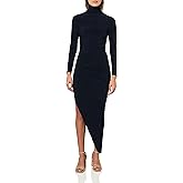 NORMA KAMALI Women's Long Sleeve Turtle Neck Side Drape Gown