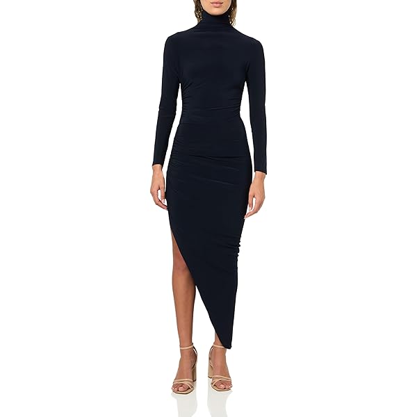 Amazon.com: Norma Kamali Women's Long Sleeve Turtleneck Side Drape