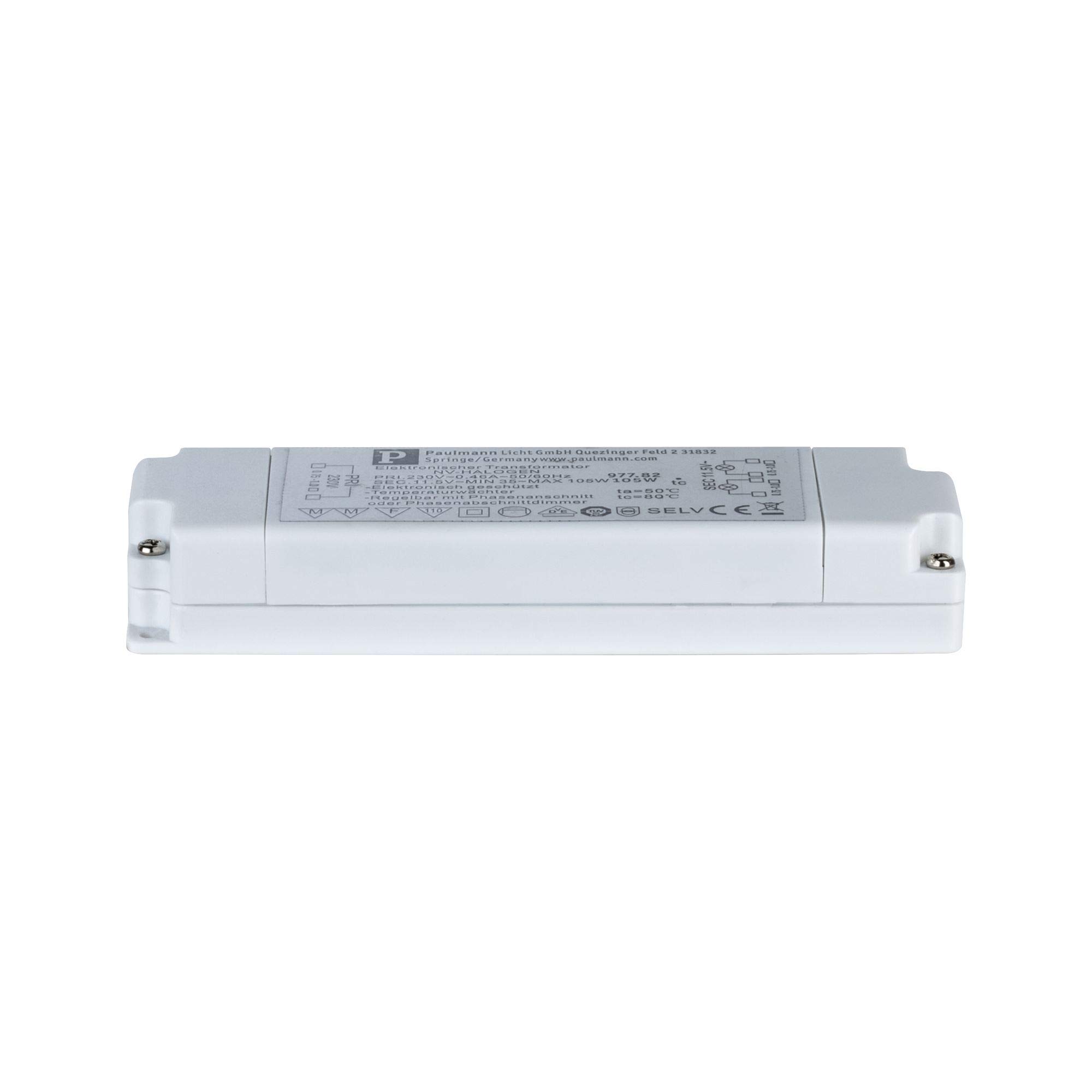 Paulmann 97782 Transformer Electronic Transformer Max. 35-105 Watt Dimmable Ballast White Driver Plastic Driver Silver