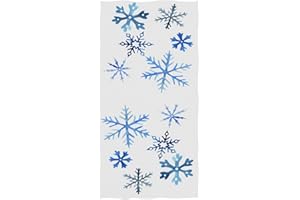Pfrewn Watercolor Blue Snowflakes Hand Towels 16x30 in White Cotton Christmas Winter Bathroom Towel Ultra Soft Highly Absorbent Towel Xmas Bathroom Decor Gifts