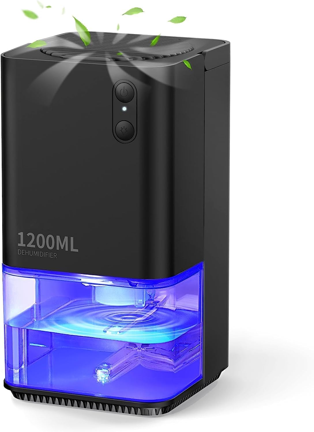 Dehumidifier for Home Damp, EasyAcc 1200ml Electric Dehumidifier with Ultra Quiet & Auto Shut off 7 Colorful LED Portable Mini for Wardrobe Bathroom Closet RV Bedroom Garage-Black