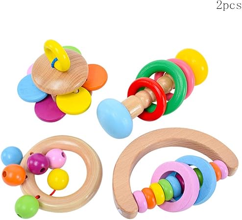 Amazon Onior 木製 手鈴 赤ちゃん 手づかみ ミニ リズム 揺れ おもちゃ 子供 早期 教育楽器 ポータブル ポケットゲーム おもちゃ