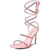 DREAM PAIRS High Heels Stilettos for Women - Strappy Gladiator Sexy Square Toe Open Toe Dressy Pumps Sandals