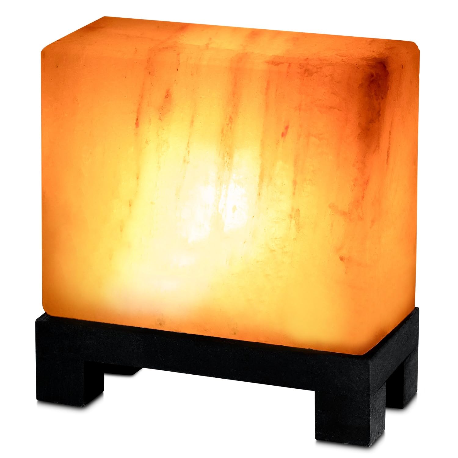 Photo 1 of ***DAMAGED -SELLING AS IS*** UMAID Himalayan Salt Lamp Rectangle, Natural Pink Rock Lamp on Modern Wood Base with Night Light Bulb and Dimmable Cord, Unique Home Decor, Zen Gifts, Perfect for Spa and Meditation Accessories