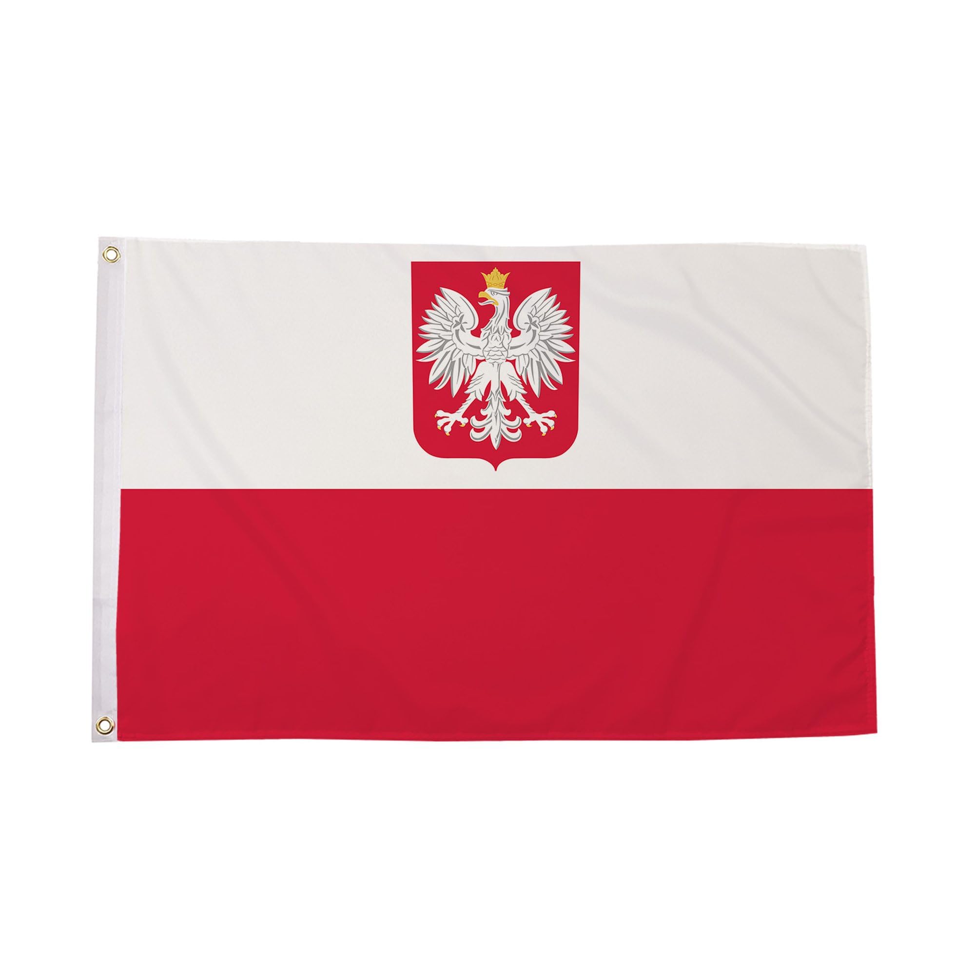 Flagtex Poland Flag with Crest Small 3ft x 2ft (90cm x 60cm) - Polish State Flag with Eagle, National Crest Flag, European Country Banner Display — image 1