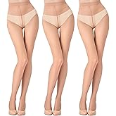 Aaronano 3 Pairs Sheer Pantyhose for Women T-Crotch Tights 20D Ultra Thin High Waist Stockings